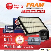 NGK Iridium IX Spark Plugs + Fram Filter Kit for Holden Jackaroo UBS25 3.2L