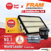NGK Standard Spark Plugs + Fram Filter Kit for Holden Rodeo TF TFR2 TFR9 LPG