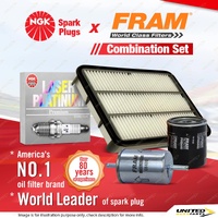 NGK Platinum Spark Plugs + Fram Filter Service Kit for Holden Frontera MX 2.2L