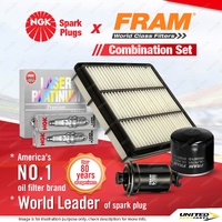 NGK Platinum Spark Plugs + Fram Filter Kit for Mitsubishi Pajero NJ NK NL LPG