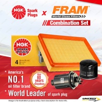 NGK Standard Spark Plugs + Fram Filter Service Kit for Hyundai Excel X3 1.5L
