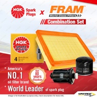 NGK Standard Spark Plugs Fram Filter Service Kit for Hyundai Coupe RD Lantra KW