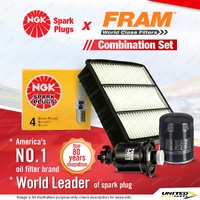 NGK Standard Spark Plugs + Fram Filter Service Kit for Mitsubishi Lancer CE 1.5L