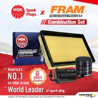NGK Iridium IX Spark Plugs + Fram Filter Service Kit for Kia Mentor FB22 1.5L