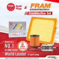 NGK Laser Iridium Spark Plugs + Fram Filter Service Kit for Peugeot 206 CC 1.6L
