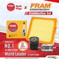 NGK Standard Spark Plugs + Fram Filter Service Kit for Citroen Xsara N6 1.6L