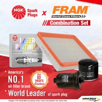 NGK Platinum Spark Plugs + Fram Filter Service Kit for Hyundai Sonata EF 2.0L