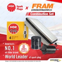 NGK Standard Spark Plugs Fram Filter Kit for Toyota Landcruiser Prado RZJ120 2.7