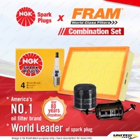 NGK Standard Spark Plugs + Fram Filter Service Kit for Mazda E1800 FWD 1.8L LPG