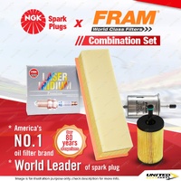 NGK Iridium Spark Plugs + Fram Filter Service Kit for Citroen C2 VTR VTS C3