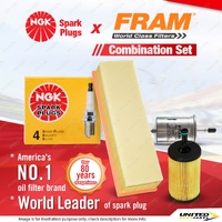 NGK Standard Spark Plugs + Fram Filter Service Kit for Citroen C2 VTR VTS C3