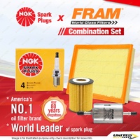 NGK Standard Spark Plugs + Fram Filter Service Kit for Holden Barina XC Combo XC