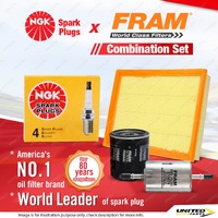NGK Standard Spark Plugs + Fram Filter Service Kit for Holden Combo Tigra XC