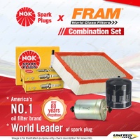 NGK Standard Spark Plugs + Fram Filter Service Kit for Audi A4 B6 2.4L 3.0L