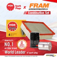 NGK Standard Spark Plugs + Fram Filter Service Kit for Audi A4 B6 B7 2.0L