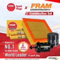 NGK Standard Spark Plugs + Fram Filter Service Kit for Ford Courier PH 4.0L