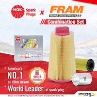NGK Iridium Spark Plugs + Fram Filter Kit for Mercedes Benz C230K CL203 1.8L