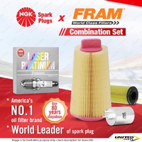 NGK Platinum Spark Plugs + Fram Filter Kit for Mercedes Benz CLC200 CL203 W203