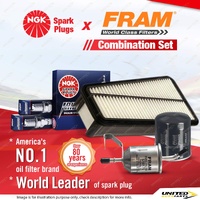 NGK Iridium IX Spark Plugs + Fram Filter Service Kit for Toyota Hilux GGN15R 25R