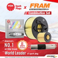 NGK Laser Platinum Spark Plugs + Fram Filter Service Kit for BMW 318i 318Ti E46