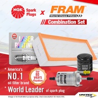 NGK Platinum Spark Plugs + Fram Filter Service Kit for Volkswagen Jetta 1K 1.4L