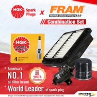 NGK Standard Spark Plugs + Fram Filter Service Kit for Toyota Starlet EP91 1.3L