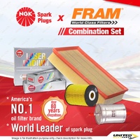 NGK Iridium Spark Plugs + Fram Filter Kit for Volkswagen Multivan Transporter T5