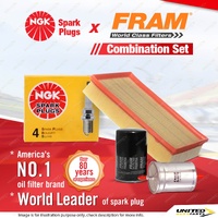 NGK Standard Spark Plugs + Fram Filter Kit for Volkswagen Transporter T5 2.0L