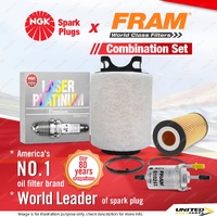 NGK Platinum Spark Plugs + Fram Filter Kit for Volkswagen Golf Mk V Jetta 1K