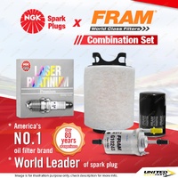 NGK Platinum Spark Plugs + Fram Filter Service Kit for Volkswagen Golf Mk V 2.0L