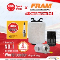NGK Standard Spark Plugs + Fram Filter Service Kit for Volkswagen Caddy 2K BGU