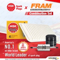 NGK Standard Spark Plugs + Fram Filter Service Kit for Mazda 2 DY 1.5L