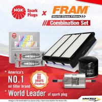 NGK Platinum Spark Plugs + Fram Filter Service Kit for Holden Rodeo RA 3.5L LPG