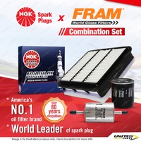 NGK Iridium IX Spark Plugs + Fram Filter Service Kit for Holden Rodeo RA 2.4L