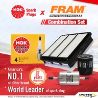NGK Standard Spark Plugs + Fram Filter Service Kit for Holden Rodeo RA 2.4L LPG