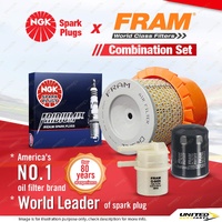 NGK Iridium IX Spark Plugs + Fram Filter Kit for Mitsubishi Starwagon SJ 2.0L