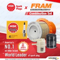 NGK Standard Spark Plugs + Fram Filter Kit for Mitsubishi Starwagon SJ 2.0L LPG