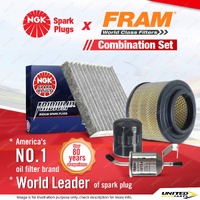 NGK Iridium IX Spark Plugs + Fram Filter Service Kit for Toyota Hilux TGN16R 2.7