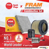 NGK Standard Spark Plugs + Fram Filter Service Kit for Toyota Hilux TGN16R 2.7L