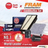 NGK Iridium IX Spark Plugs + Fram Filter Kit for Toyota Landcruiser GRJ120R 4.0L