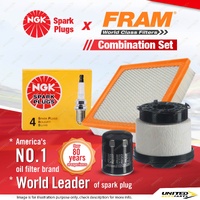 NGK Standard Spark Plugs + Fram Filter Kit for Mitsubishi Triton MQ 2.4L LPG