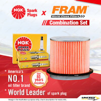 NGK Standard Spark Plugs & Fram Air Filter for Mitsubishi Pajero NF NG 3.0L 6G72