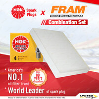 NGK Standard Spark Plugs & Fram Cabin Air Filter for Volkswagen Transporter T5