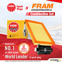 NGK Standard Spark Plugs & Fram Filter Service Kit for Hyundai Coupe RD 2.0L