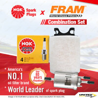 NGK Standard Spark Plugs & Fram Filter Service Kit for Volkswagen Caddy 2K 1.6L