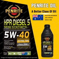 Penrite HPR Diesel 5 SAE 5W-40 Engine Oil 1 Litres Extra Ten Full Zinc