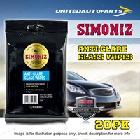 Simoniz Anti Glare Glass Wipes 20PK for internal and external glass