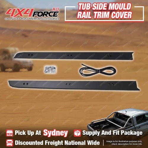 2 Pcs 4X4FORCE Tub Side Mould Rail Trim Cover for Ford Ranger Next Gen T9 SYD
