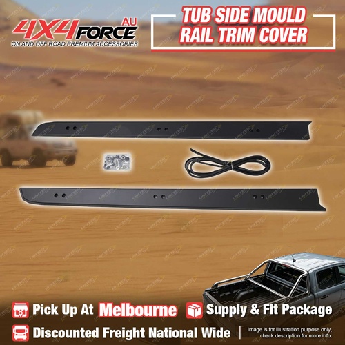 2 Pcs 4X4FORCE Tub Side Mould Rail Trim Cover for Ford Ranger Next Gen T9 MEL