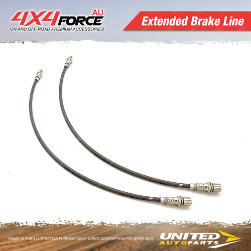Front+Rear 75mm Extended Brake Hose for Toyota Hilux Diesel All Leaf Front 79-97